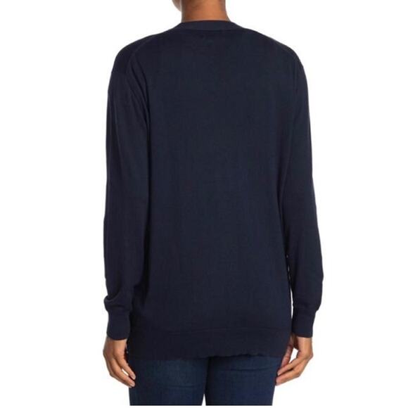 J.Crew Polka Dot Front Button V-Neck Pocket Cardigan Sz Small Navy and White NWT - Picture 2 of 7